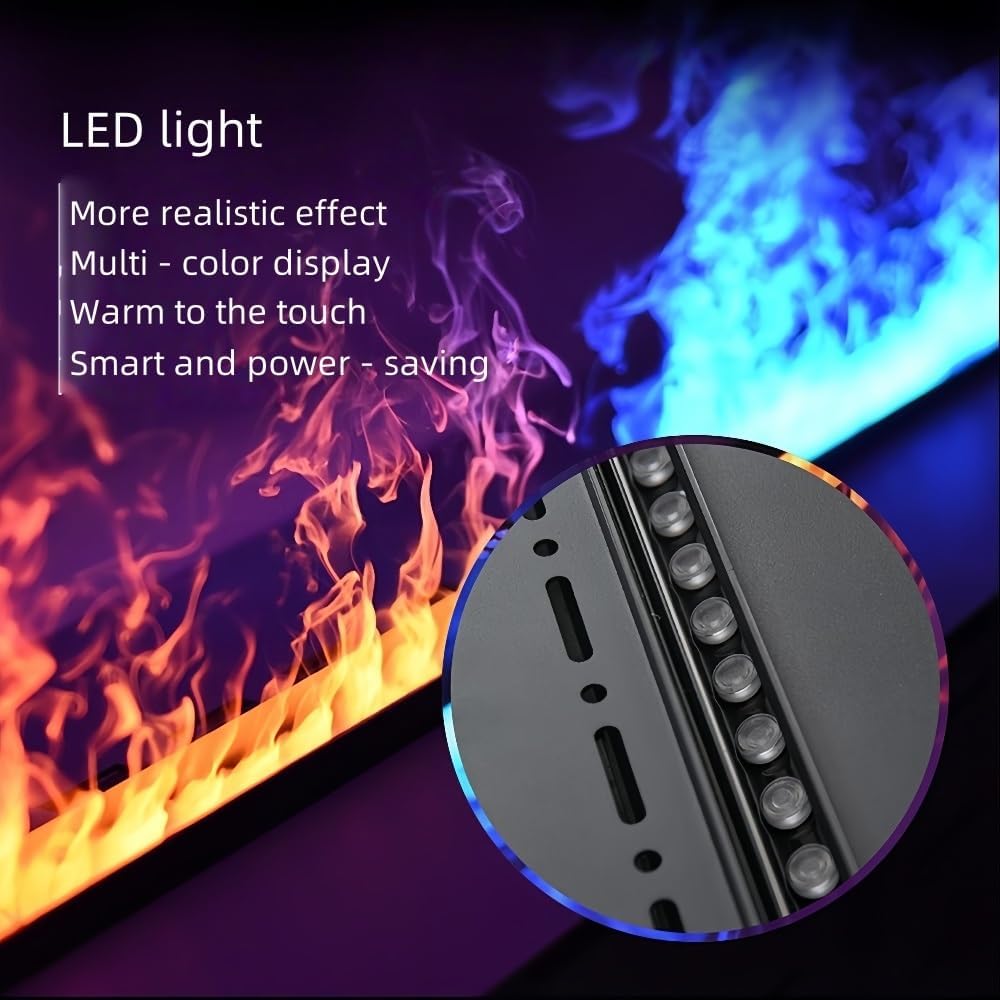 Smart Electric Fireplace, Modern Built - in Electric Fireplace, 3D Holographic Fireplace, Recessed Humidifier for Living Room Office TV Stand Units(47.2'')