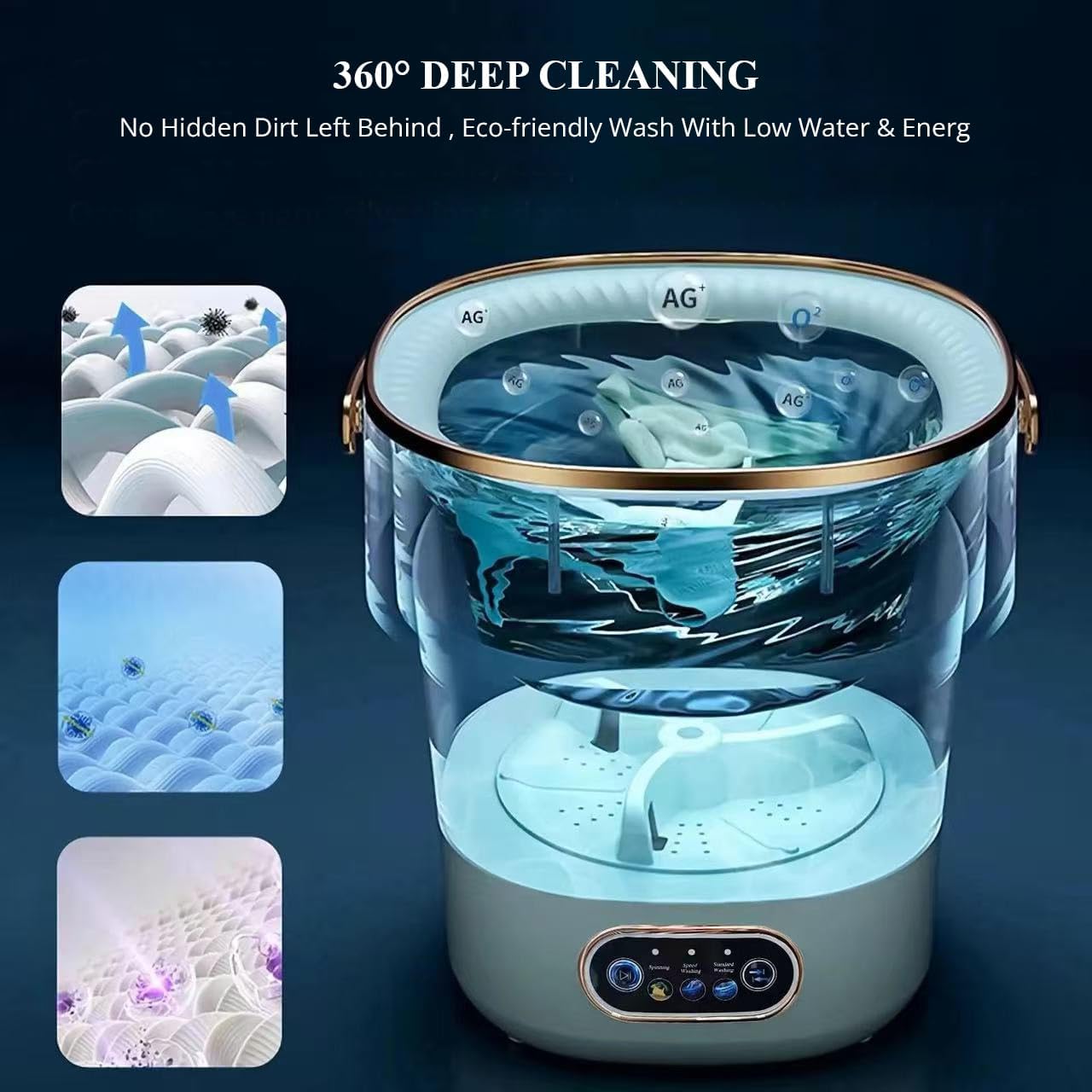 Portable Mini Washing Machine 15L_Foldable Automatic Washer, Spin Dryer & Touchscreen Control_Compact Laundry Machine for Small Clothes, Underwear, Socks; Suitable for Apartments, Travel & Dorms