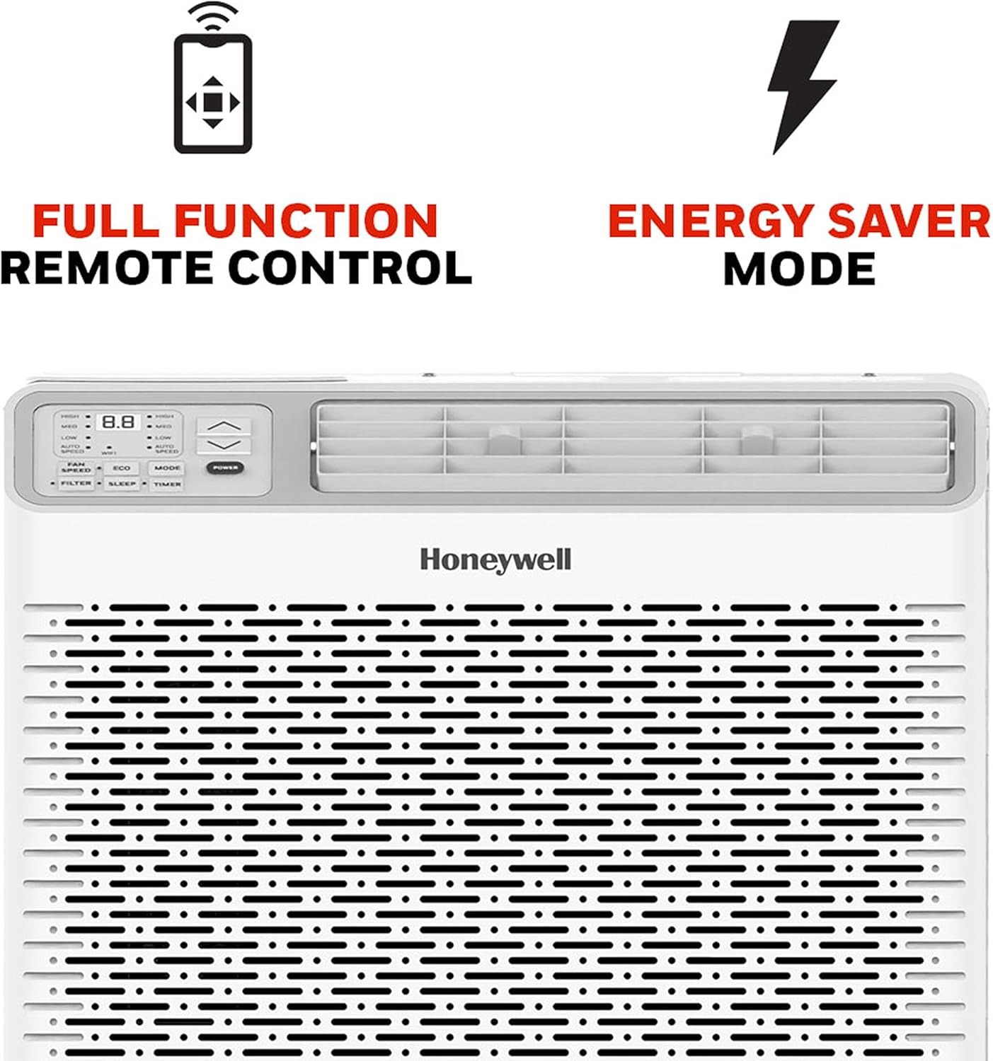 Honeywell 10,000 BTU Digital Window Air Conditioner, Remote, LED Display, 4 Modes, Eco, 450 sq ft Coverage