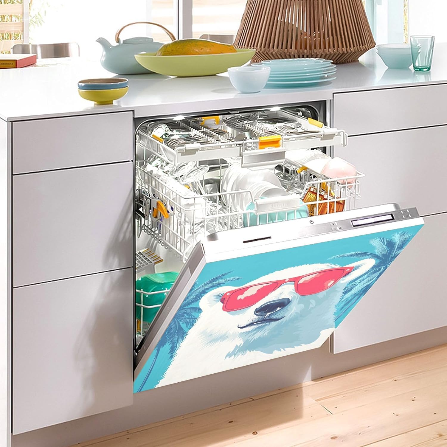 Dishwasher Magnet Cover Large Magnetic Stickers Polar Bear Illustration Front Dishwasher Cover Reusable Decal for Home Kitchen Anti-Scratch Refrigerator Decorative Lid Washing Machine Laundry 23