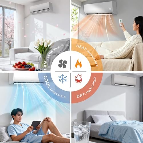 18000 BTU Mini Split Air Conditioner & Heater, 230V Ductless Inverter AC System with Heat Pump, Quiet 25dB Operation, Auto Clean, Energy Efficient for Home & Office