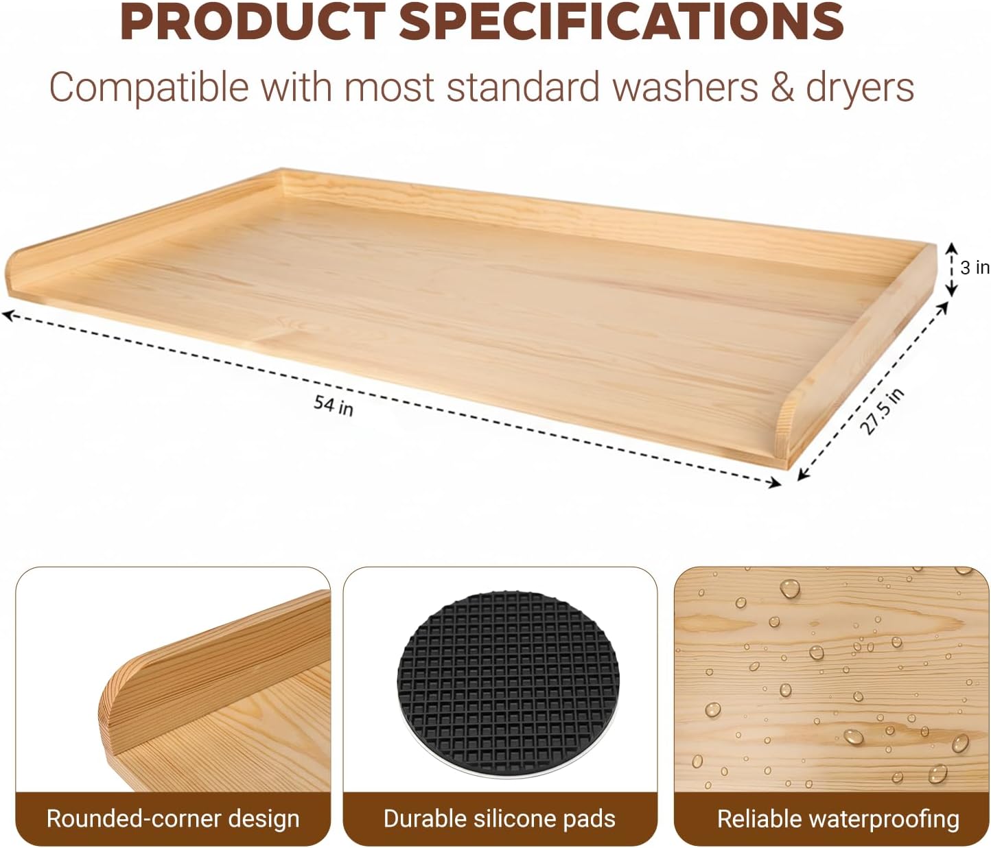 Laundry Room Washer and Dryer Countertop for Organization, 27.5