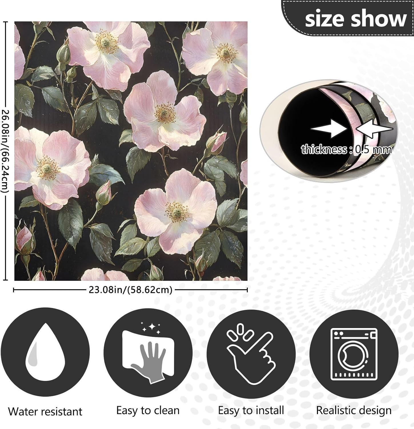 Dishwasher Magnet Cover Large Magnetic Stickers Peach Flower Pattern Front Dishwasher Cover Reusable Decal for Home Kitchen Anti-Scratch Refrigerator Decorative Lid Washing Machine Laundry 23