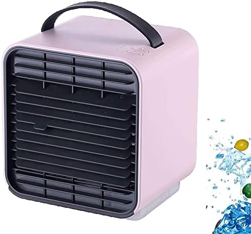 Portable Air Conditioner Fan, Mini Cooler with Large Capacity Water Tank and Fast Cooling Fan USB for Home, Office (Color : Pink)