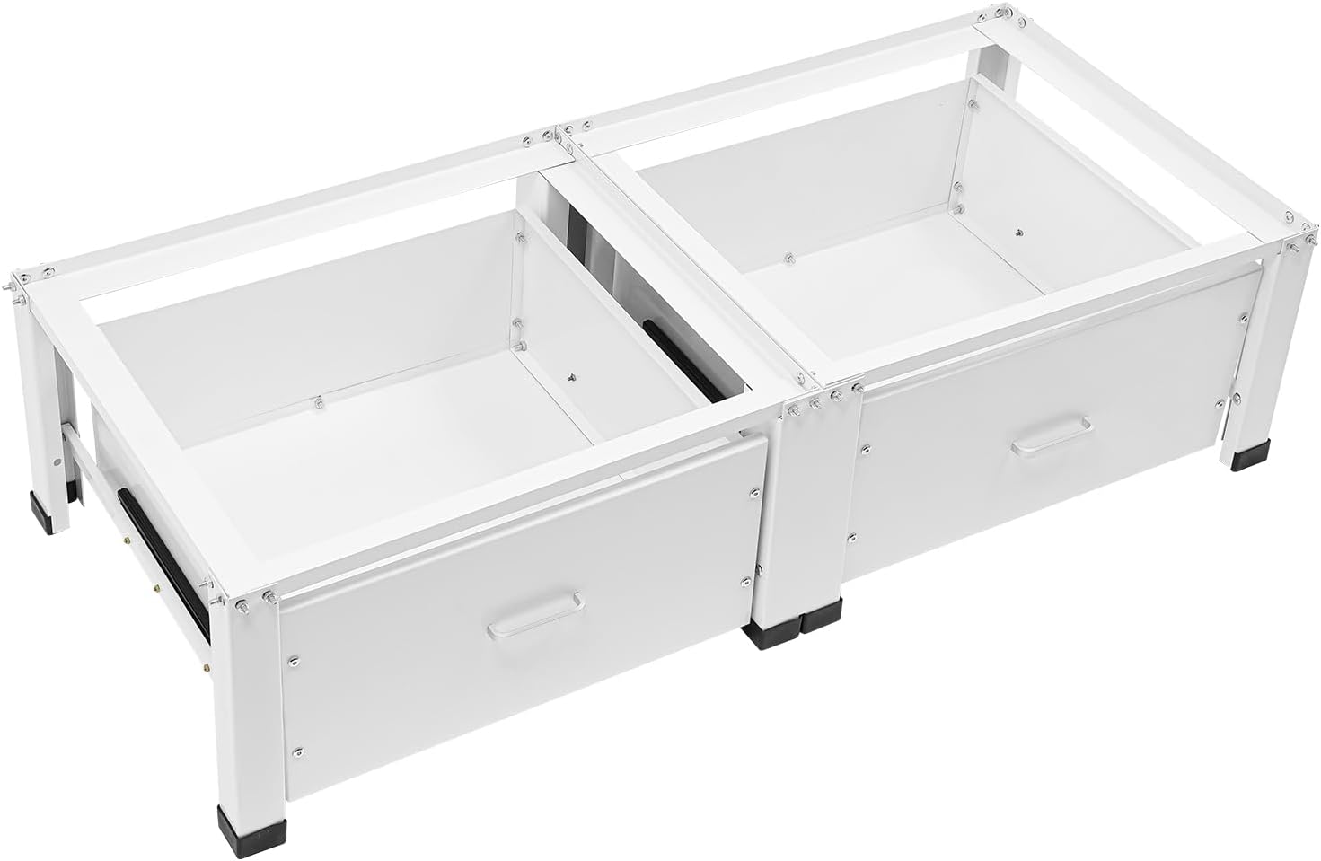 Washing Machine Base Frame with 2 Storage Drawers - Double Appliance Stand 440LB Capacity, Anti-Vibration Base for Washer Dryer Laundry Room Organization