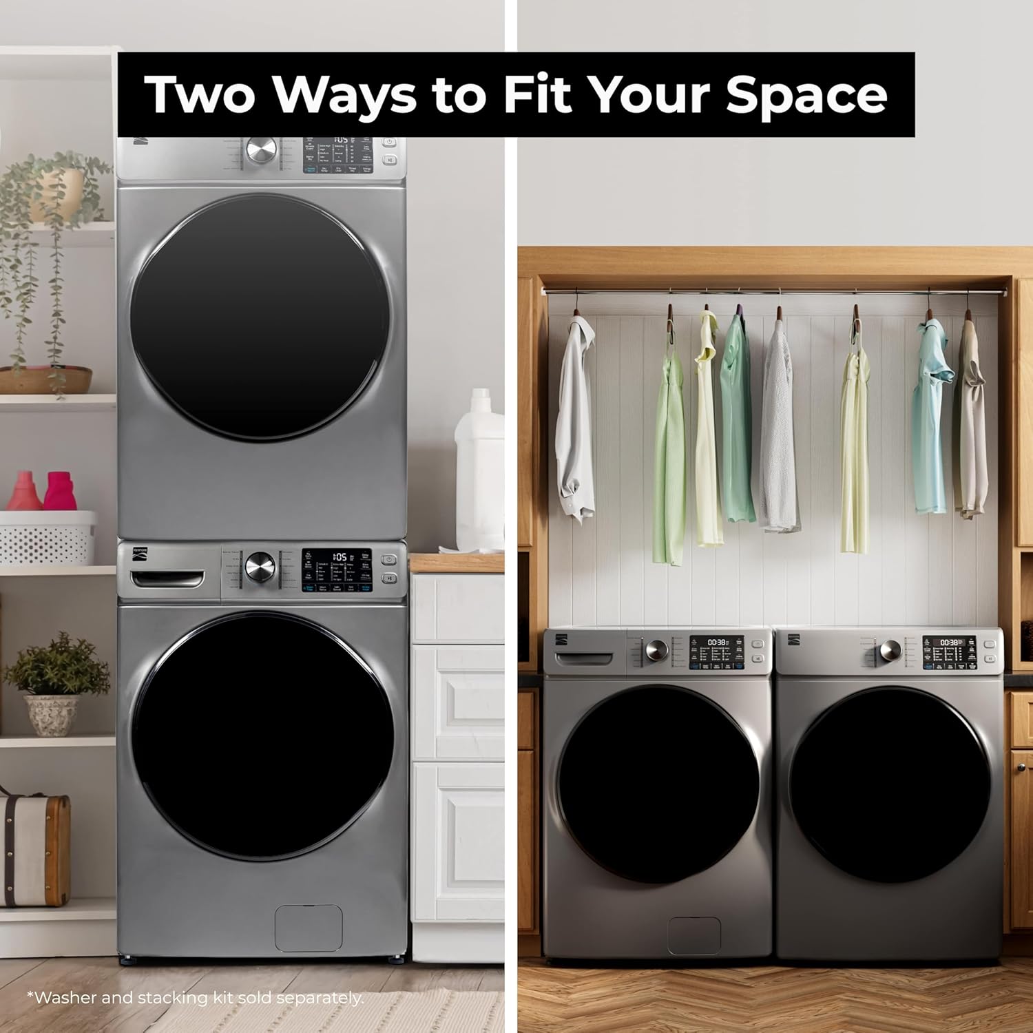 Kenmore 8.0 cu. ft. Front Load Gas Dryer - Wrinkle Guard with Accela Steam to Reduce Static and Odors - Smart Sensor Drying - LED - Metallic Silver