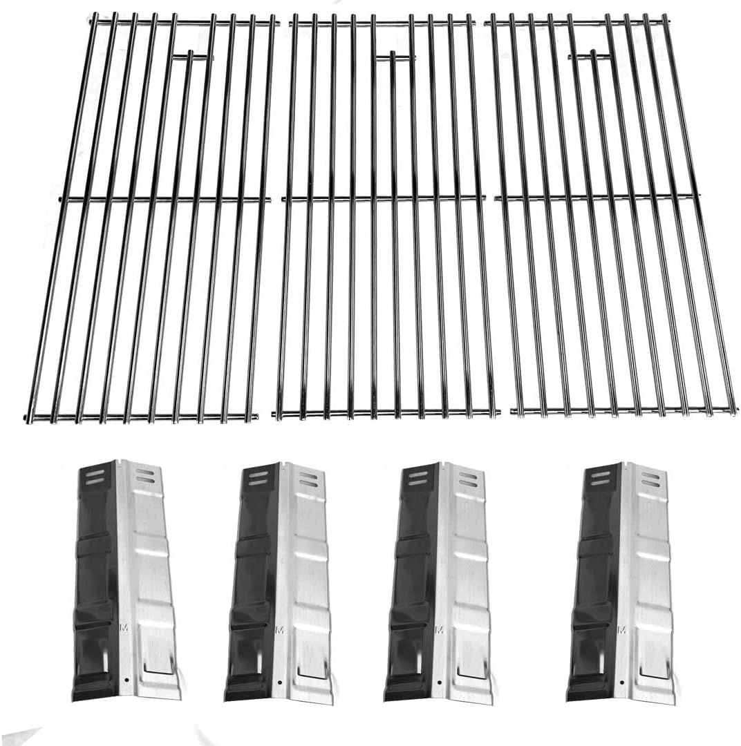 Grill Parts Zone Replacement Kit for 85-3028-6 Even Heat, 85-3029-4 Even Heat, 85-3074-4, 85-3075-2, 85-3076-0 Gas Models Includes 4 Heat Plates and 3 Stainless Cooking Grates