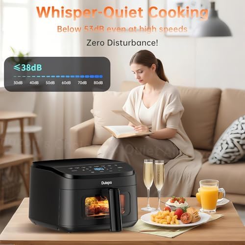 Air Fryer 8-in-1, 4.5Qt Air Fryer, Space-Saving & Compact with DC Motor, Fast & Crispy Cooking, Adjustable Fan Speed, 95% Less Oil for Healthy Family Meals, Dishwasher Safe