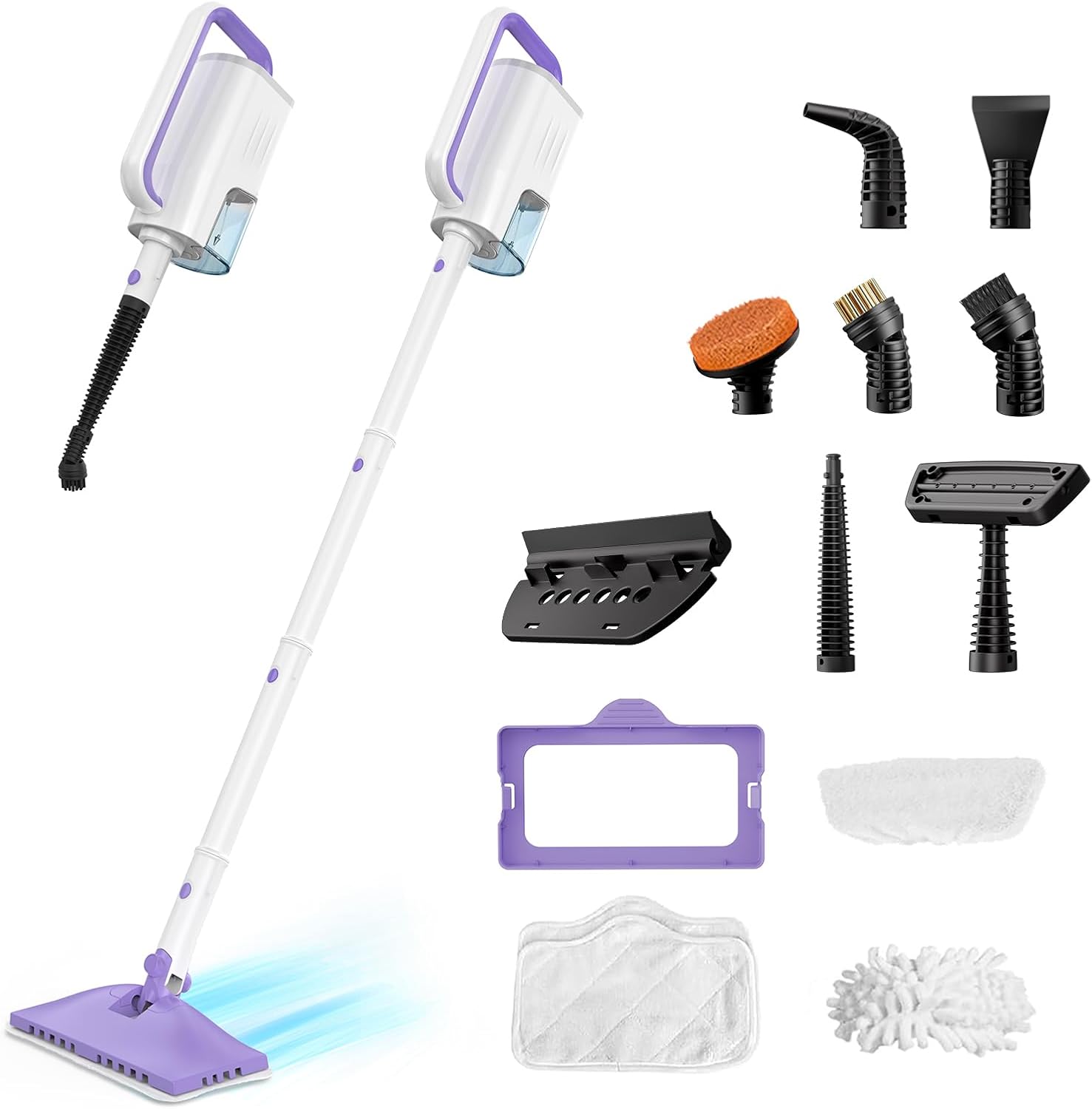 Steam Mops for Floor Cleaning,All-in-One Steam Cleaner for Home with 2 Levels Steam Mode,350ML Tank,23FT Cord, Detachable Handheld Steam Cleaner for Tile,Grout,Furniture,Carpet,Grill,Wall