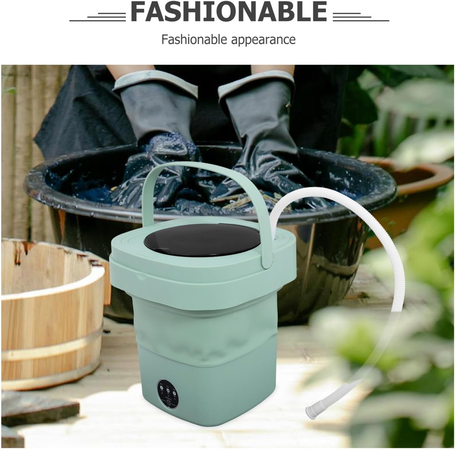 Portable Mini Folding Washing Machine for Travel Compact Capacity Drain Basket for Small Loads Rvs Apartments and Camping Use