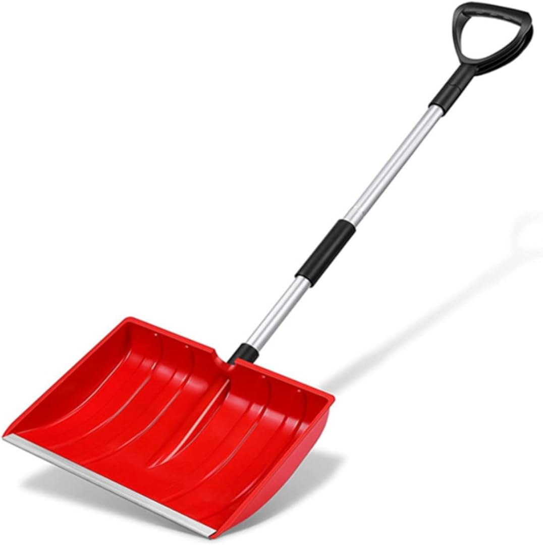 Snow Shovel, Portable Snow Shovel，3 in 1 Large-Capacity Snow Removal Shovel，48.5 Inch Winter Shovel with D ShapedHandle, Detachable Plastic Snow Shovels for Car, Steps, Path, Camping (Red)