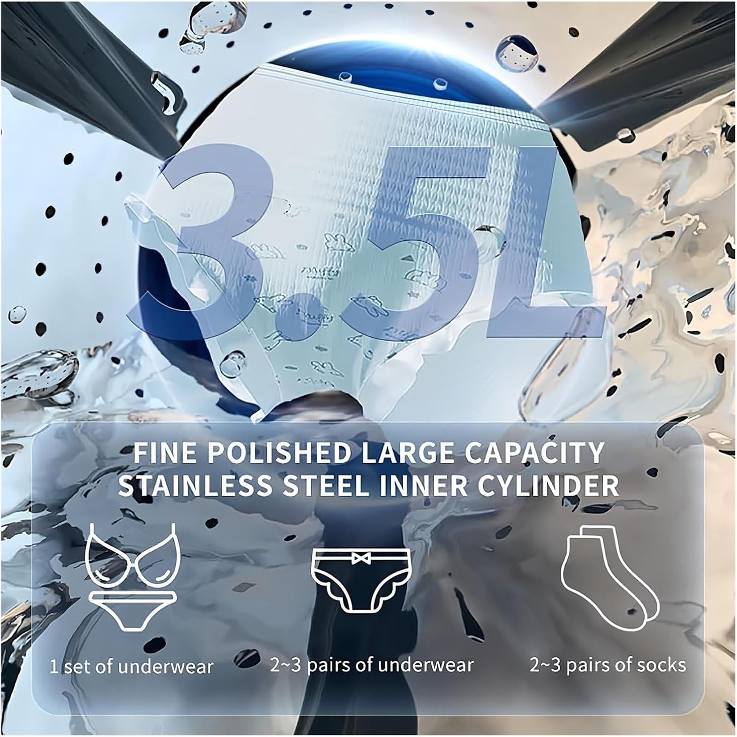 Portable 2-in-1 Washer Dryer Combo, 3.5L Mini Washing Machine with LCD Touch Panel & Stainless Steel Drum, for Underwear/Socks, Wall Mount or Tabletop Use(Desktop)