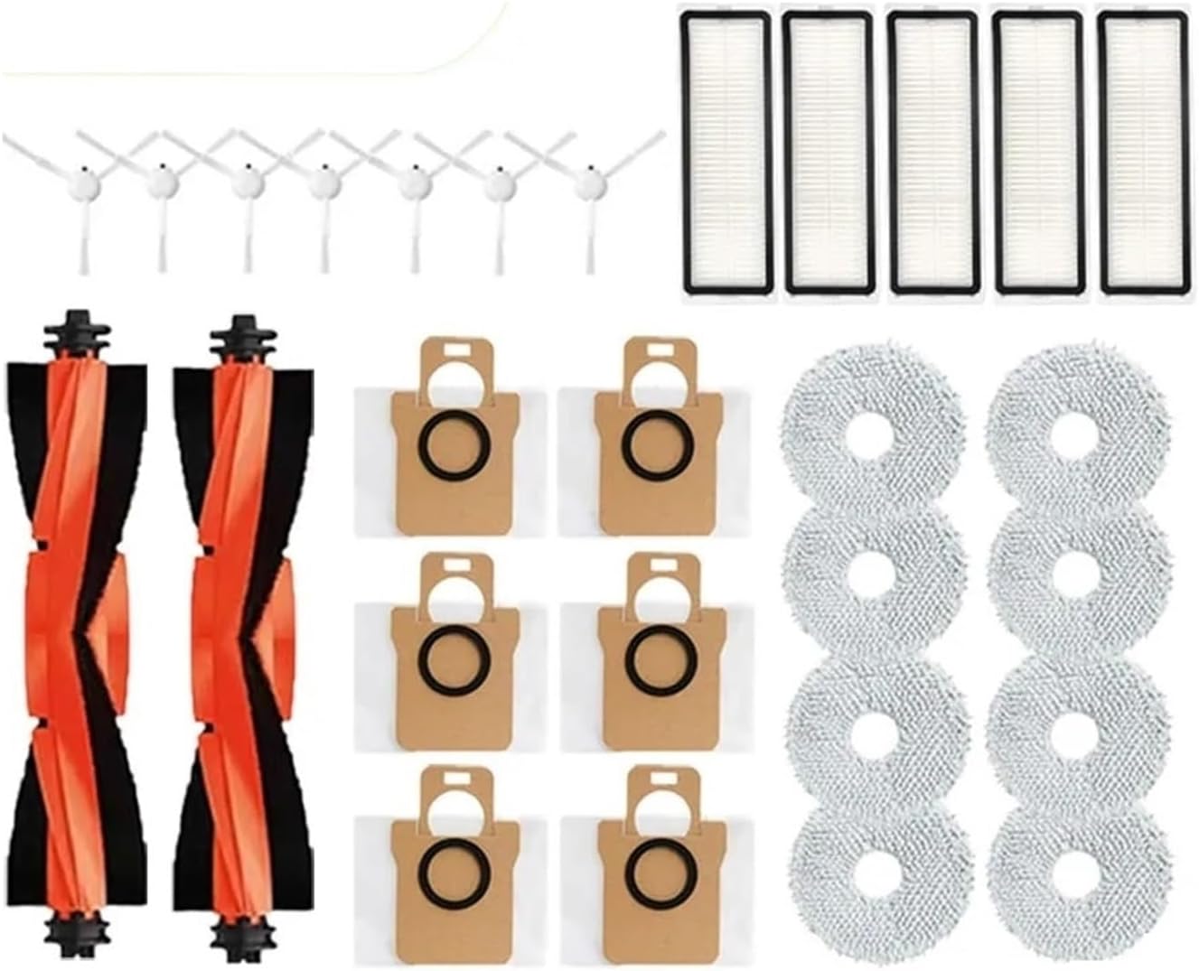 MBTSQD Fit Compatible with Xiaomi Robot Vacuum X20+/X10+ /X20 Plus/X10 Plus Parts Main Side Brush Hepa Filter Mop Cloth Pads Dust Bag Accessories(E12PCS)