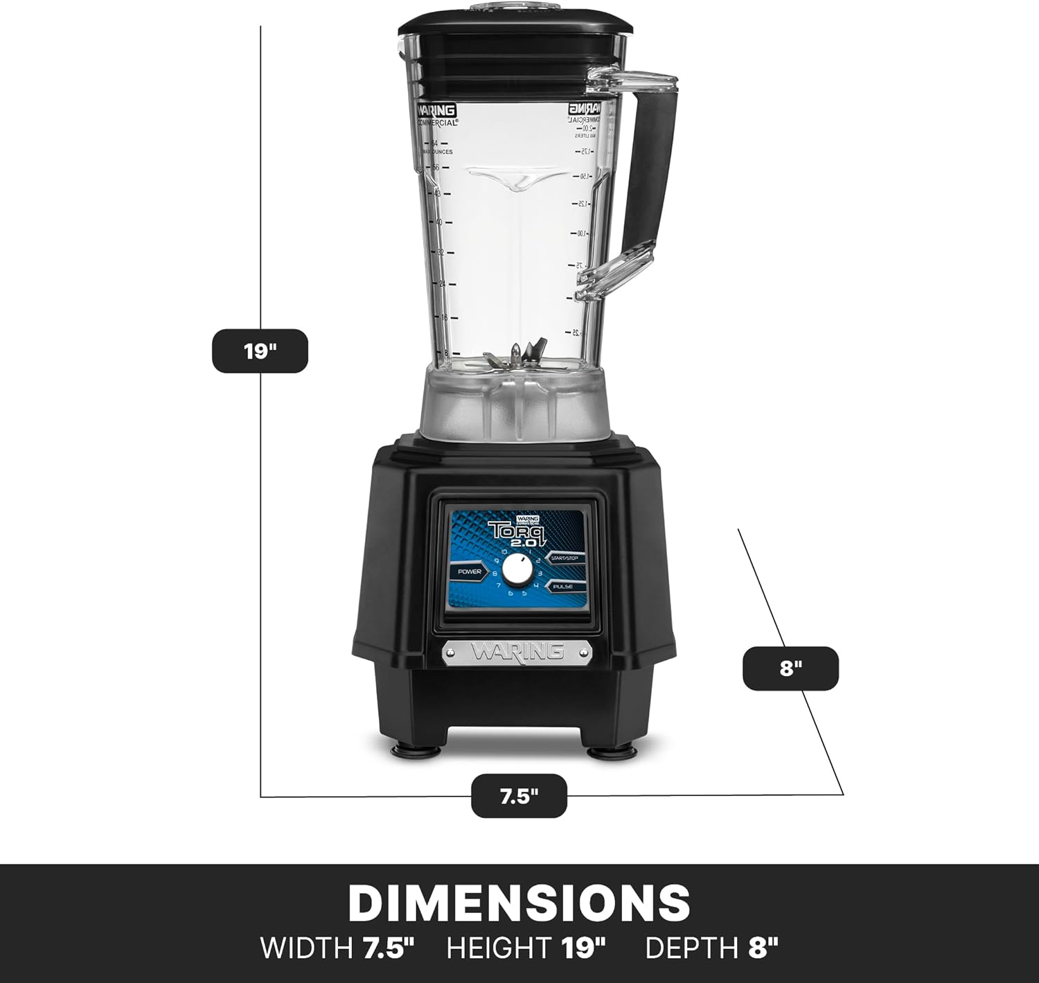 Waring Commercial TBB175P6 TBB175P6-64 Ounce Copolyester Commercial Blender, 64 Ounce Container, Black