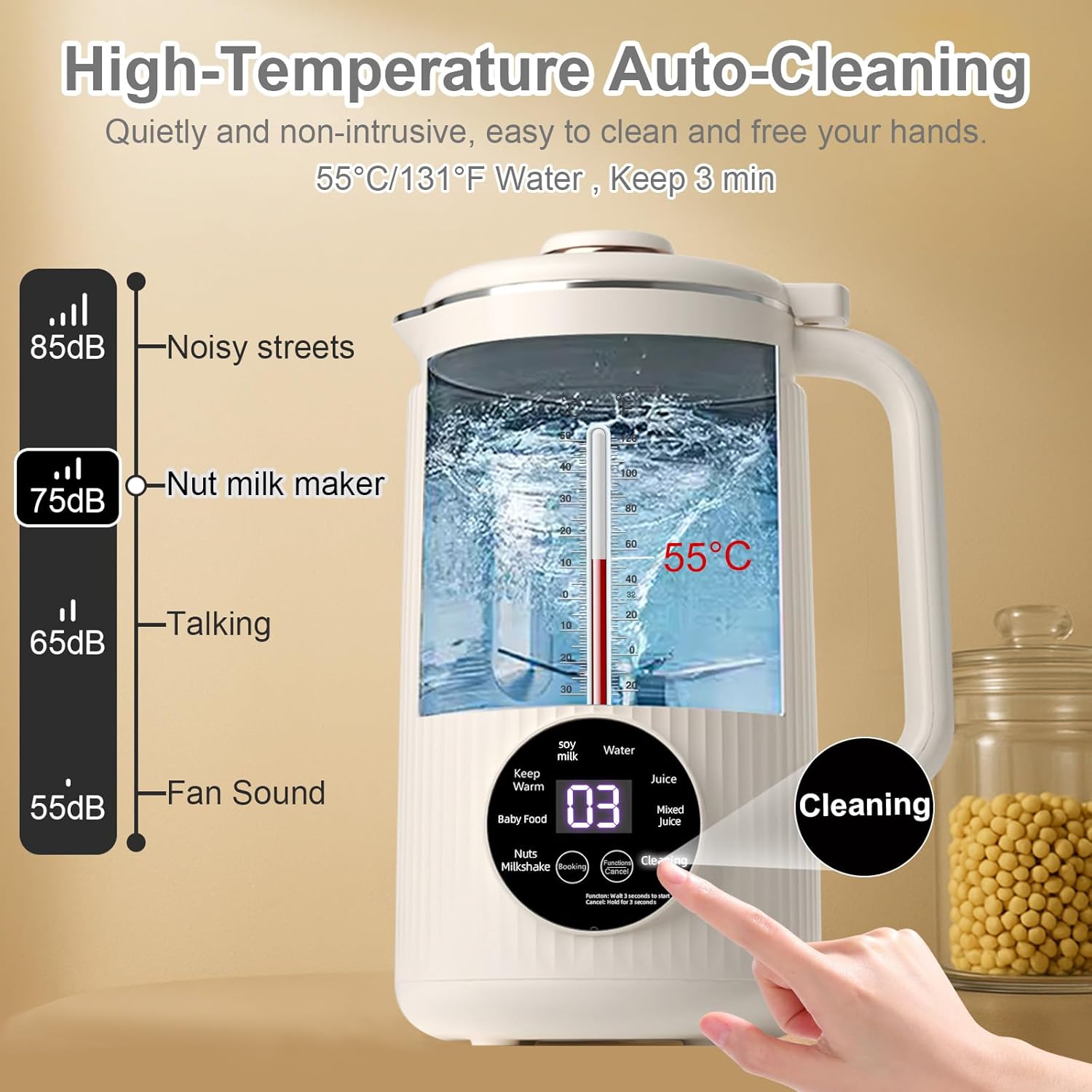 Nut Milk Maker Blender, 40oz Large Capacity Automatic Soybean Machine with 18H Delay Start Timer & Keep-Warm, Homemade Quiet Almond/Soy/Oat Milk Machine, BPA-Free, Detachable Blades for Easy Cleaning