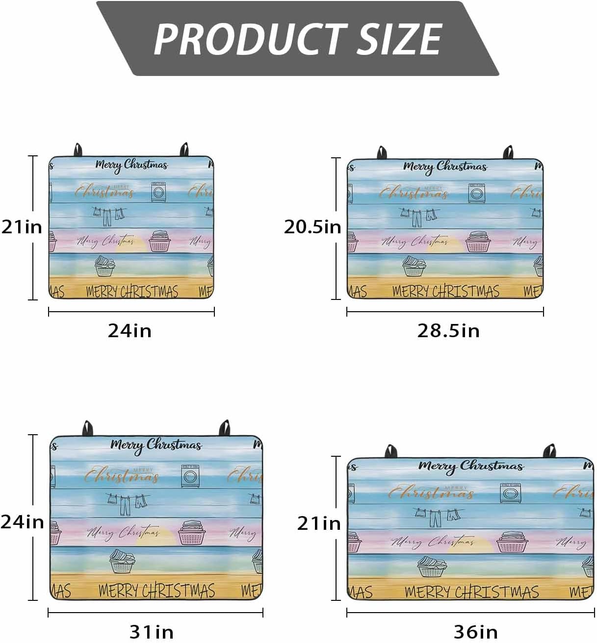 Merry Christmas Stove Top Covers for Electric Stove, Kitchen Table Protection Mat, Blue Wood Clothes Laundry Room Washing Machine Heat-Proof Glass Cooktop Pad Cover for RV/Small Kitchen 36