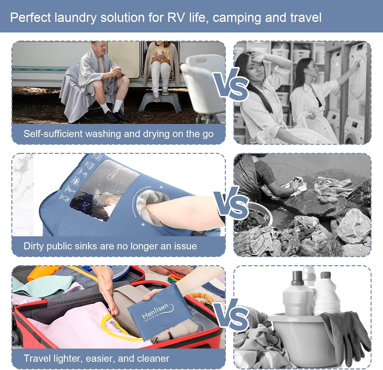 Wash Bag Portable Washing Machine for Camping Travel Laundry Washing Bag Baby Clothes Manual Washer Dry Bags Self-sufficient Hand Wash Clothes for Outdoor Traveller RV Backpacking Adventures Essential