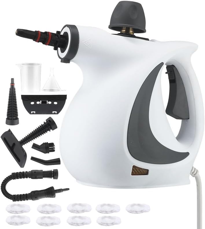 Steam Cleaner, Multi-Surface Steamer with Accessories, Fast Heat-Up for Floors, Tiles, Grout, Upholstery & Car Detailing, Powerful Steam Cleaner for Home/Car (1 Set + 9 Fiber Cloths)