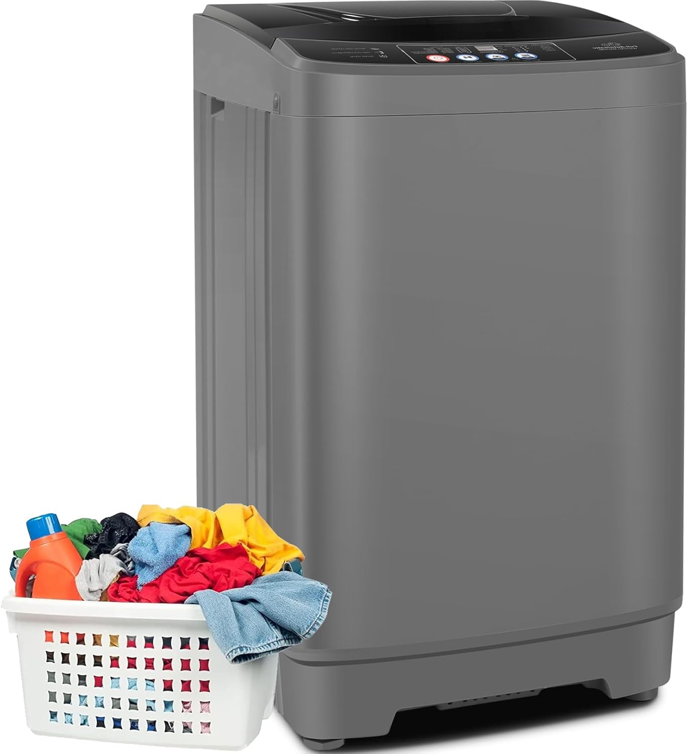 Nictemaw Portable Washing Machine, 20Lbs Capacity Full-Automatic Portable Washer Machine, 2.8Cu.ft Washer and Dryer Combo with Drain Pump, 10 Programs & 8 Water Levels for Apartment, Dorms, RV