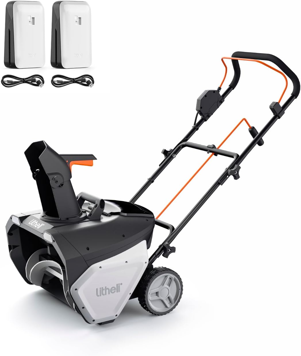 Litheli Cordless Snow Blower, 40V Brushless Electric Snow Thrower with Wheels, 180° Adjustable Chute, LED Light, Easy Maneuver Snow Removal Kit with Battery for Driveway