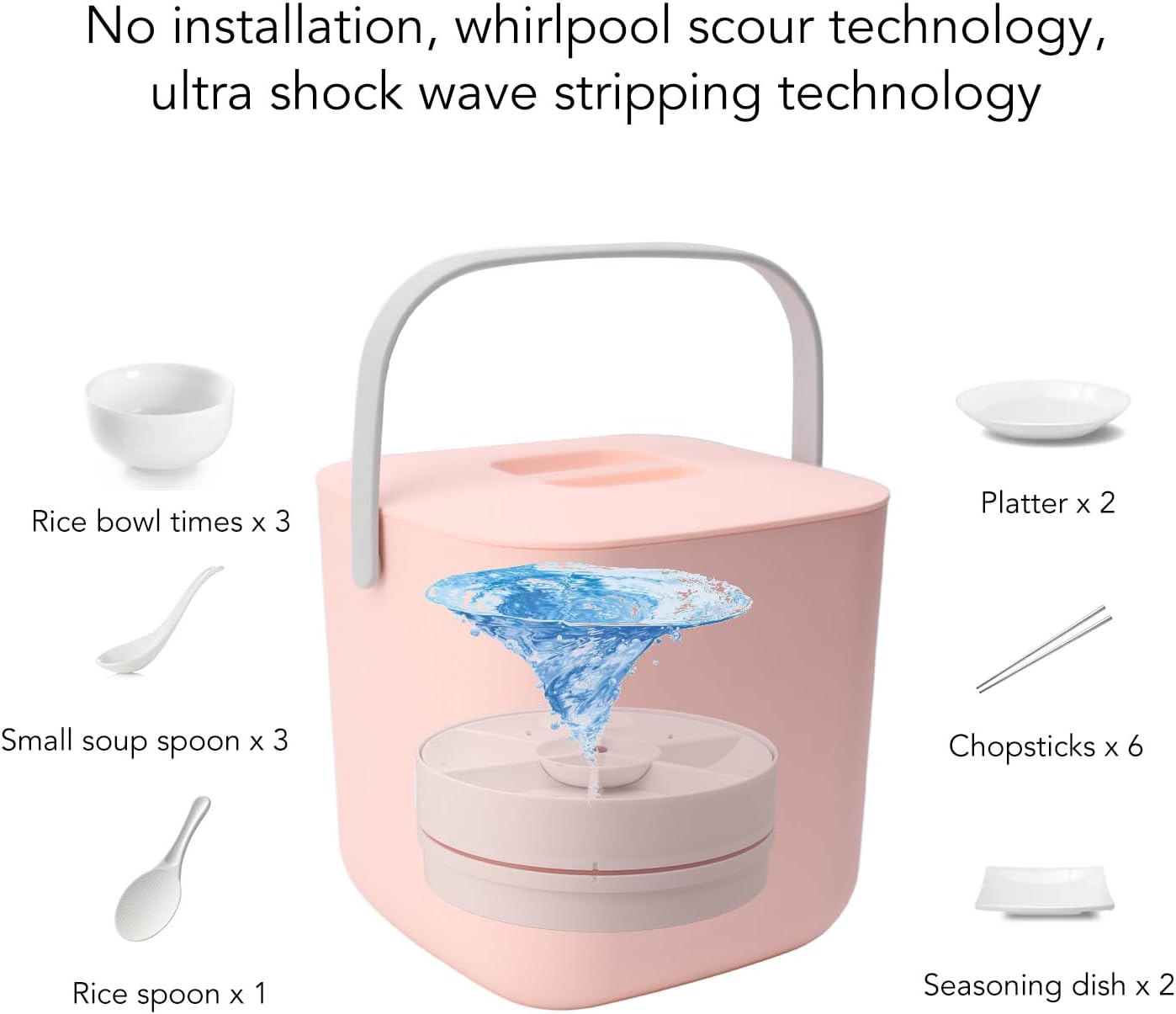 Fruit and Vegetable Dishwasher, Portable Countertop Washing Machine, Multifunctional Household USB Dishwasher for Home, Travel, College Camping, Laundry (Pink)