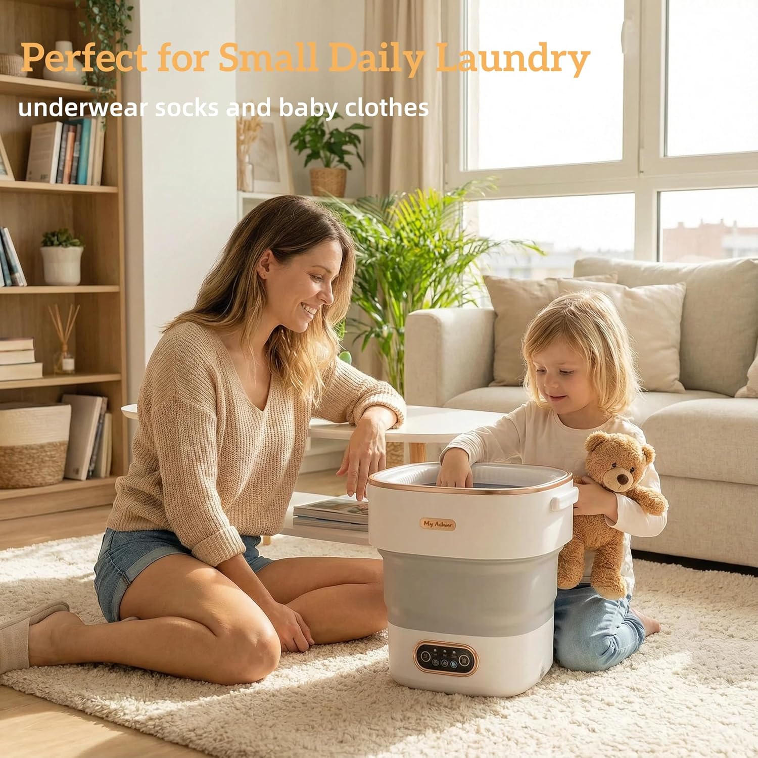 Mini Laundry Machine 16L, Portable Washing Machine and Spinner - Foldable & Compact for Baby Clothes, Underwear, Socks, Ideal for Travel, Dorm, Apartment, Camping