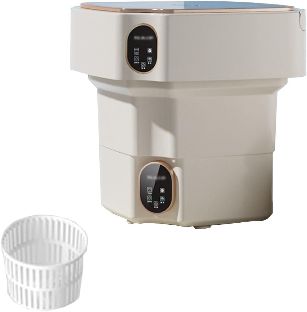 Mini Foldable Washing Machine 12X12X13in Portable Washer 17L Capacity Convenience And Efficiency For Camping, Travelling, Apartment & Tiny Spaces(Beige)