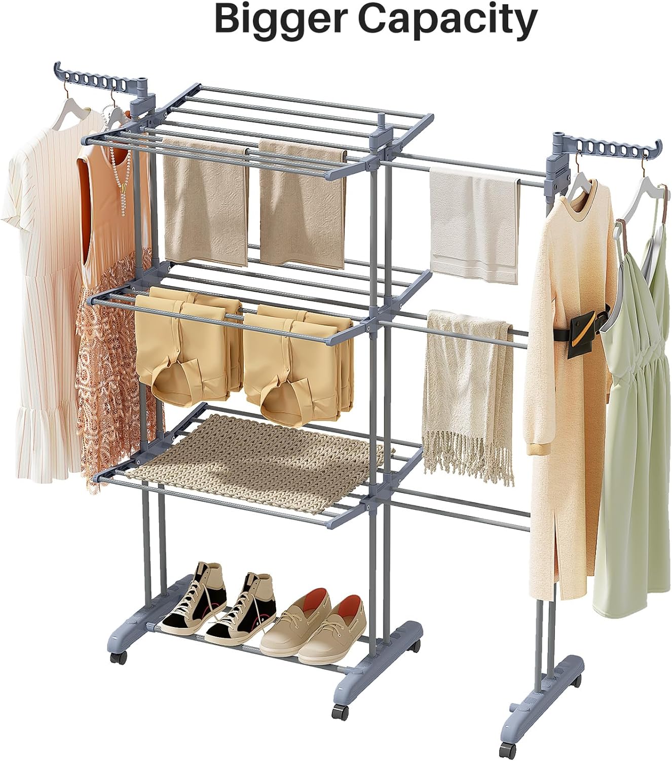 Kitstorack Clothes Drying Rack - Foldable Movable Clothes Rack Drying 30.0