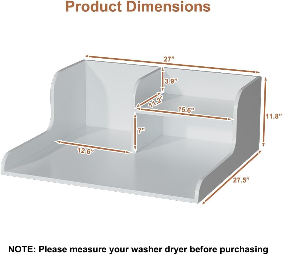 2 Tier Washer Dryer Countertop with Shelf, 27.5