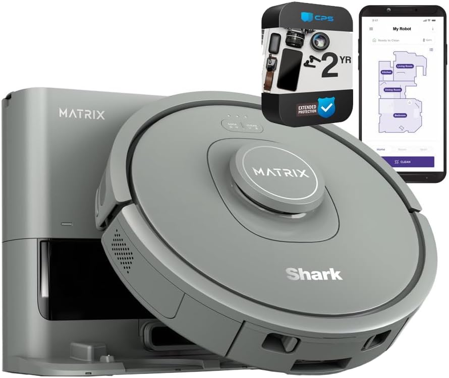 Shark RV2300S Matrix Self-Empty Robot Vacuum Bundle with 2 YR CPS Enhanced Protection Pack, Black, CRTE99SRKRV2300SRB (Renewed)
