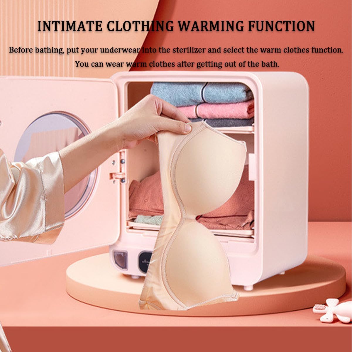 Compact Vented Tumble Dryer, 120W Clothes Dryer Machine with LCD Display, Independent Water Collection Box and Visual Cabin Window, Small Household Clothes Warmer (B)