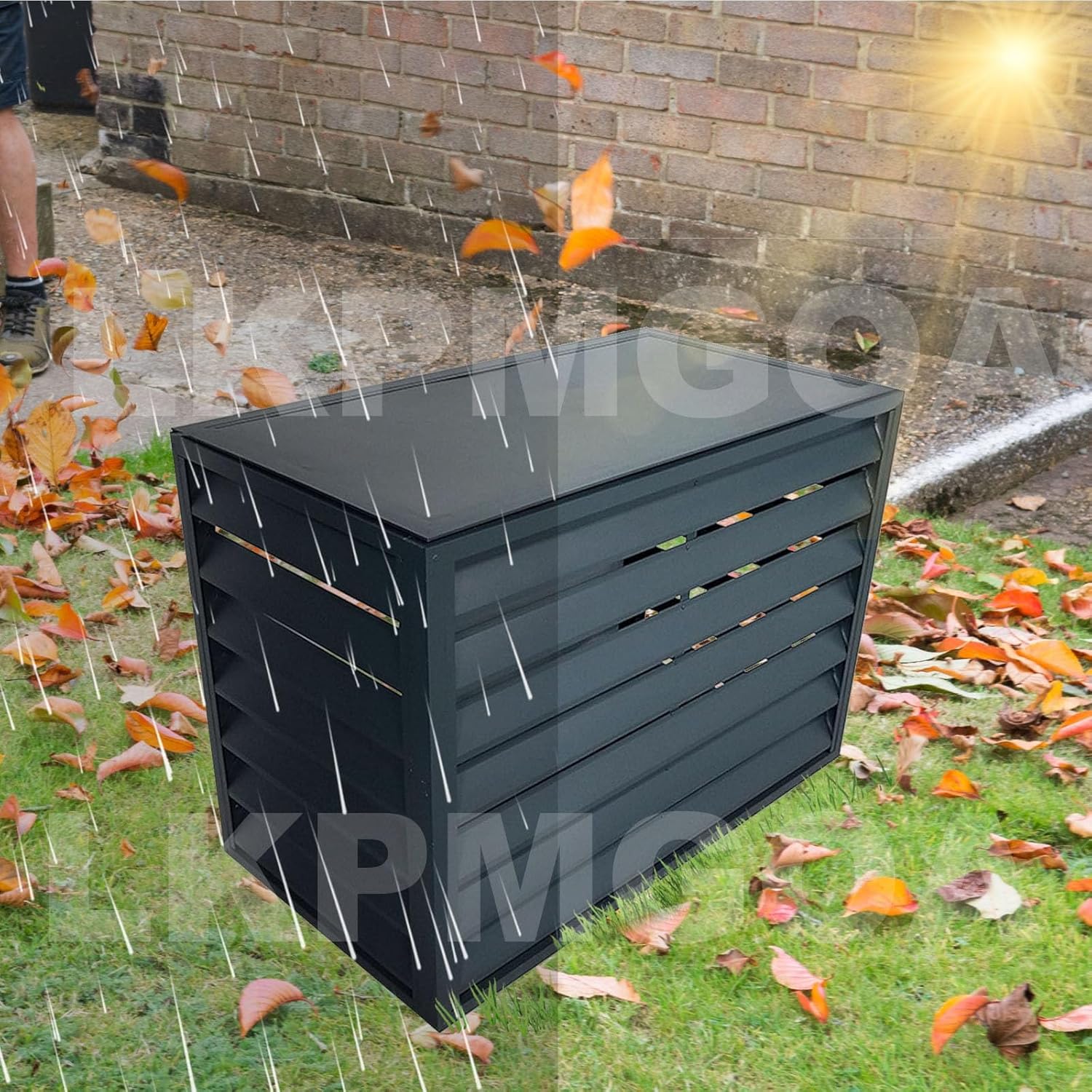 Aluminum Air Conditioner Fence with Top Cover, Outdoor Air Conditioner Fence, Theft Prevention, Noise Reduction(Gray,110cm)