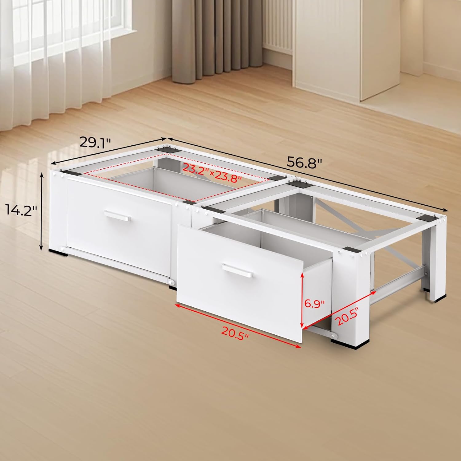 2 Pack Washer Dryer Pedestals with Drawer - 28