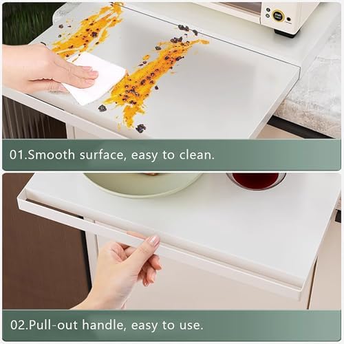 Steel Microwave Stand Countertop with Pull-Out Tray,Kitchen Countertop Pull-Out Organizer,Coffee Tray, Microwave Oven Bottom Rack for Kitchen