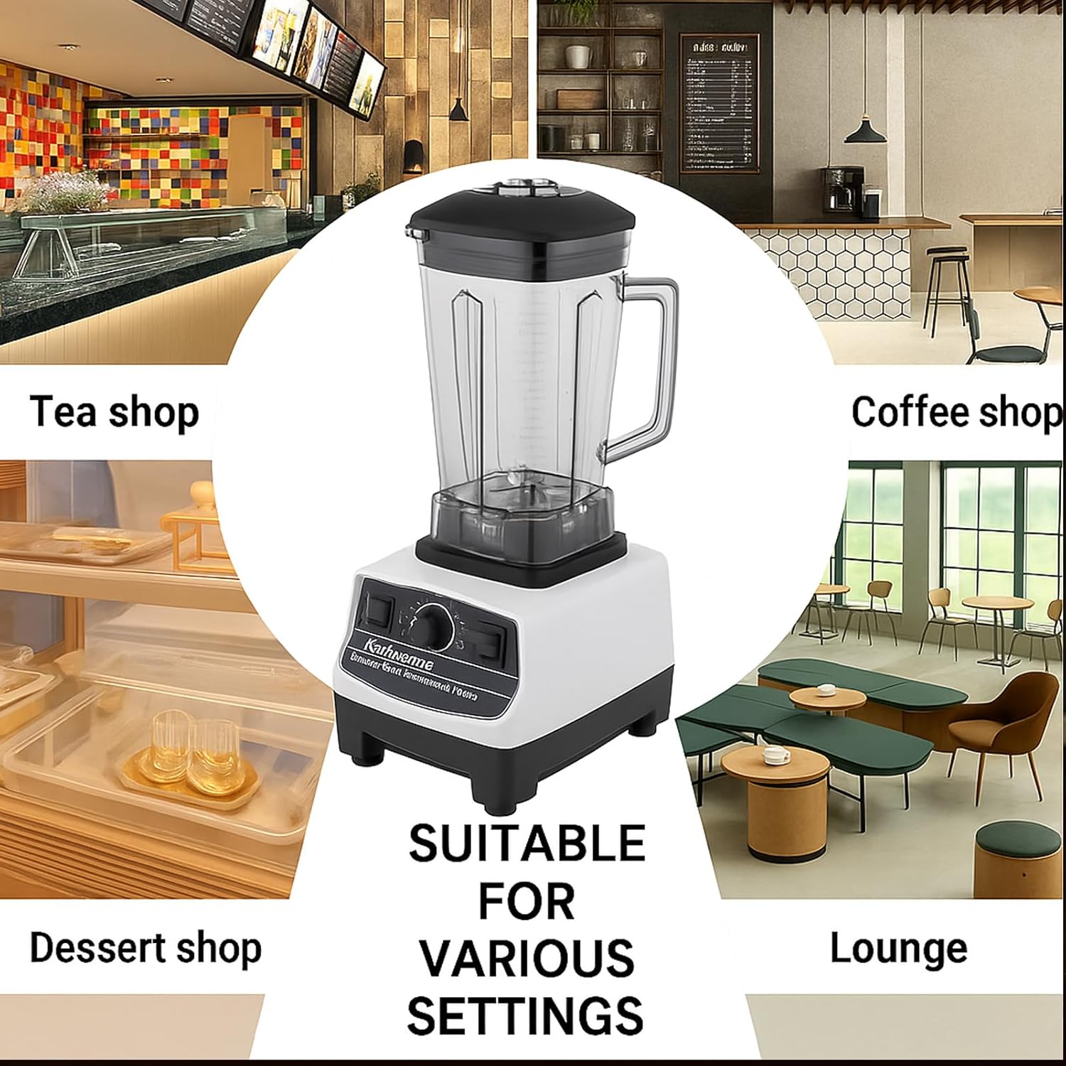 Professional Blender, 1600W Commercial Smoothie Maker for Kitchen, 2L Countertop Blender for Crushing Ice, Frozen Fruit, Soup, Juice, Milkshakes, Adjustable Speed