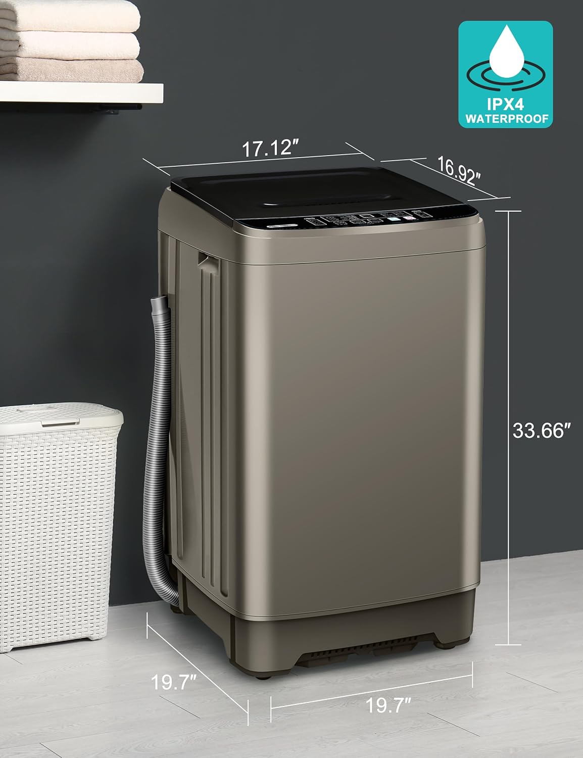 Portable Washing Machine - 2.0 Cu.ft Portable Washer Full-Automatic With LED Display, Compact Washer Ideal for Apartments, Homes, and Dorms, 10 Wash Cycles, Low Noise, IPX4 with Drain Pump