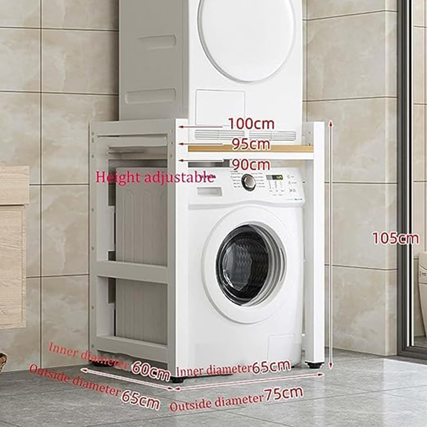 Stackable Washing Machine and Dryer Cabinet Kit - Compact Laundry Appliance Storage Solution for Space-Saving Laundry Organization and Efficiency