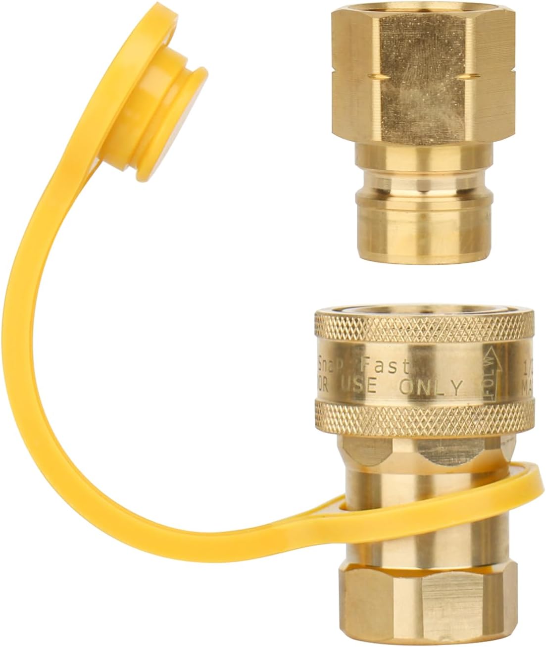 Natural Gas Quick Connect Fitting,2PCS 3/4 Solid Brass Quick Release Fittings for BBQ Grill, RV, Propane or Natural Gas Hose (Connect-02)
