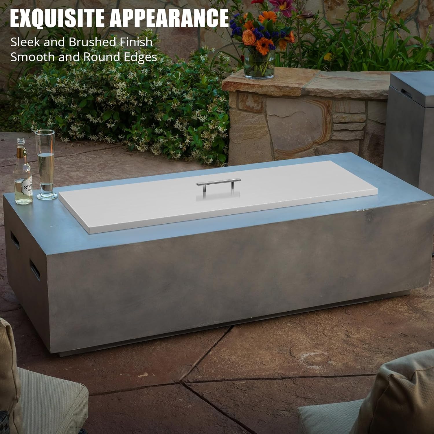 Fire Pit Spark Screen Cover for Campfires - Easy Lift Stainless Steel, Mesh Protector, Guide Rod Included, Outdoor Patio & Backyard Accessory，51 * 17 * 1inch