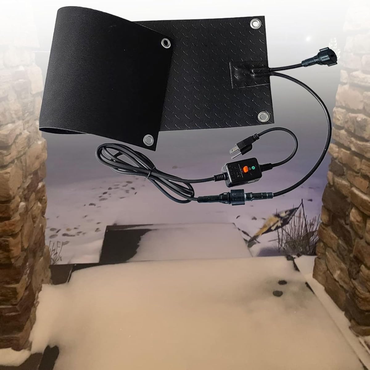 Snow Melting Walkway Mats, Waterproof Heated Outdoor Mats with 6.5ft Power Cord, No-Slip Electric Heated Snow & Ice Melting Mat Winter Heated Roof Pad for Stair, Steps(5 Pcs,30x72in)