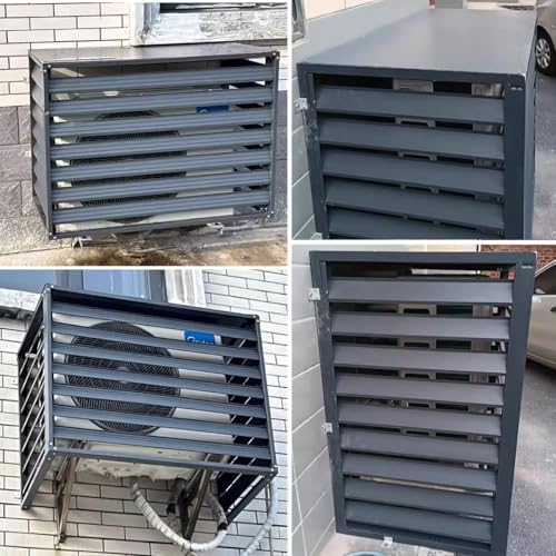Air Conditioner Cover Aluminum Louvered Frame Flower Shelf Decorative Balcony, For Outside Units Hide Heat Pumps Shelf Plant Storage Weather Resistant(110*80*60cm)