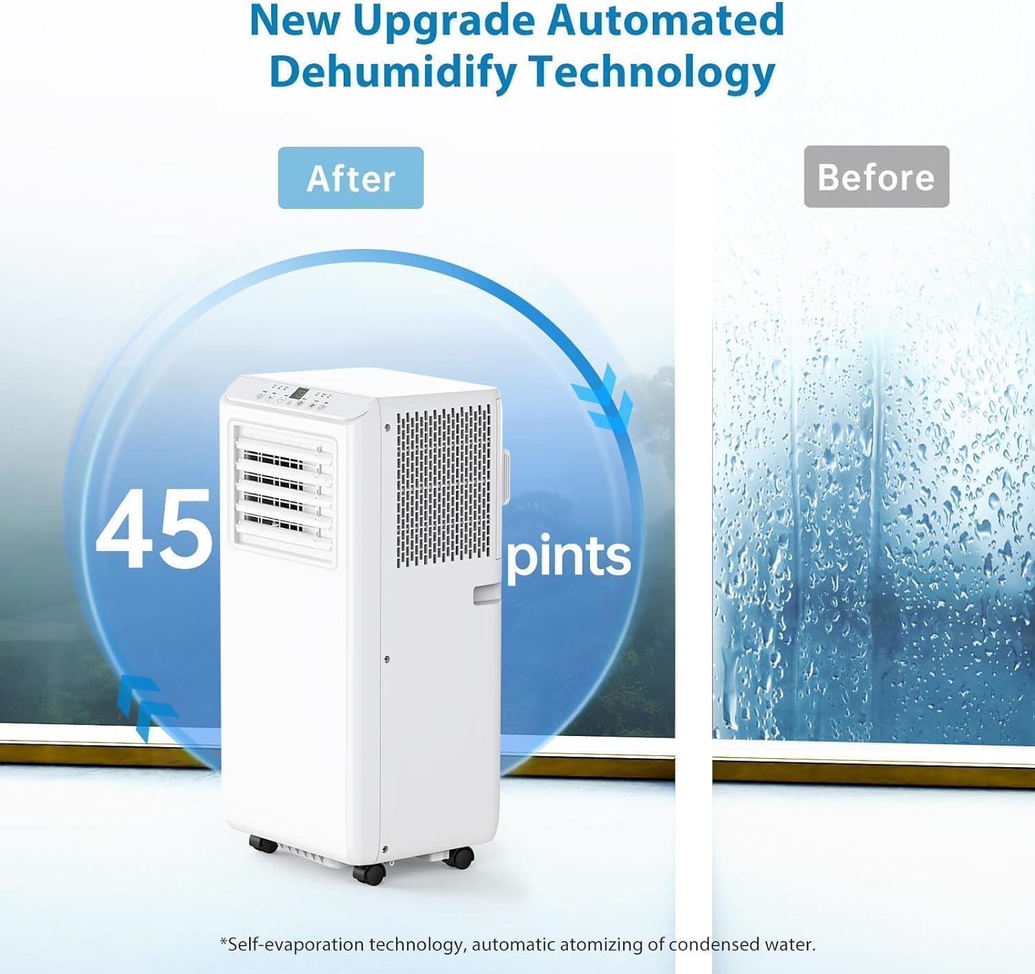 Portable Air Conditioner 8000 BTU - 3-in-1 Cooling, Dehumidifier & Fan for Up to 350 Sq.Ft - Portable AC Easy Install No Tools, Remote Control & Window Kit for Bedroom, Office, Dorm