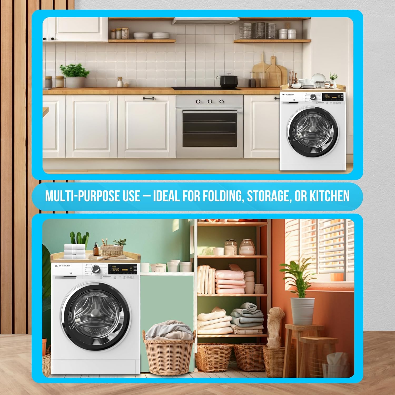 Skywin Washer Dryer Countertop 24 x 29.9 x 3.1 Inches, Single Real Solid Wood Butcher Block (Unfinished Plain Wood Surface) for One Unit Only (Washer or Dryer), Countertop Over Laundry Machine