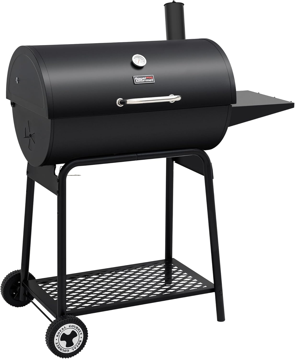 Royal Gourmet CC1830 30 Inch Barrel Charcoal Grill with Warming Rack, Outdoor BBQ Grill with 627 Sq. In. Grilling Space for Backyard, Patio and Parties, Black