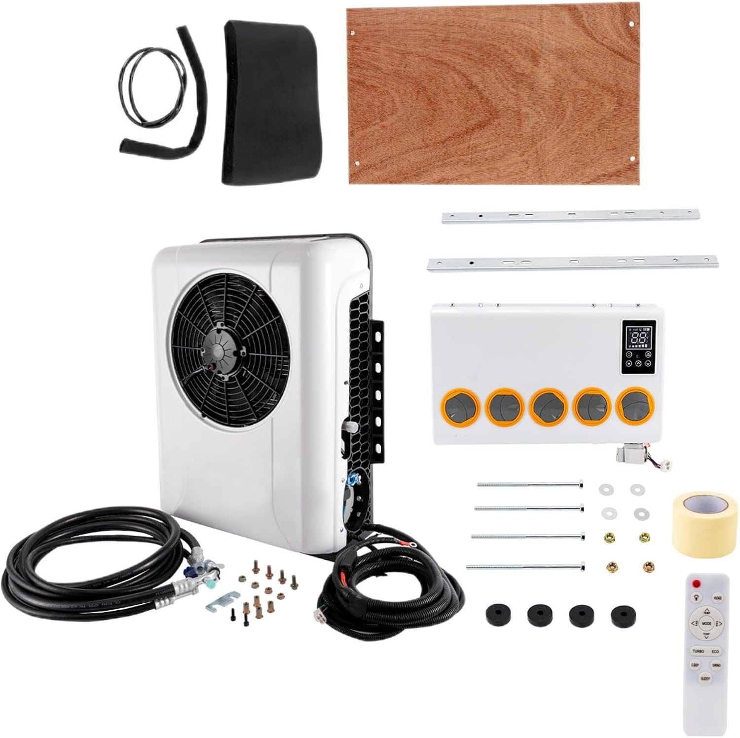 24V Mini Split Air Conditioner Kit with Controller Control, 10238 BTU Mini Split AC/Cooling System for Truck Car (Cab Within 6㎡/64ft²) White 950W, Only Cooling