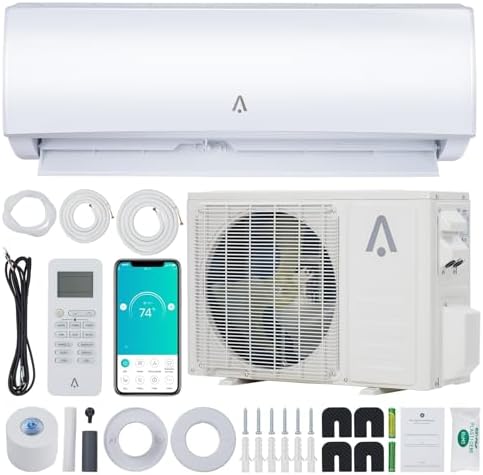 Smart 9,000 BTU Ductless Mini Split AC/Heating System, 19 SEER2 Inverter, WiFi, Voice Control, 5 Modes, 115v, for Up to 450 Sq.Ft., Complete Installation Kit Included