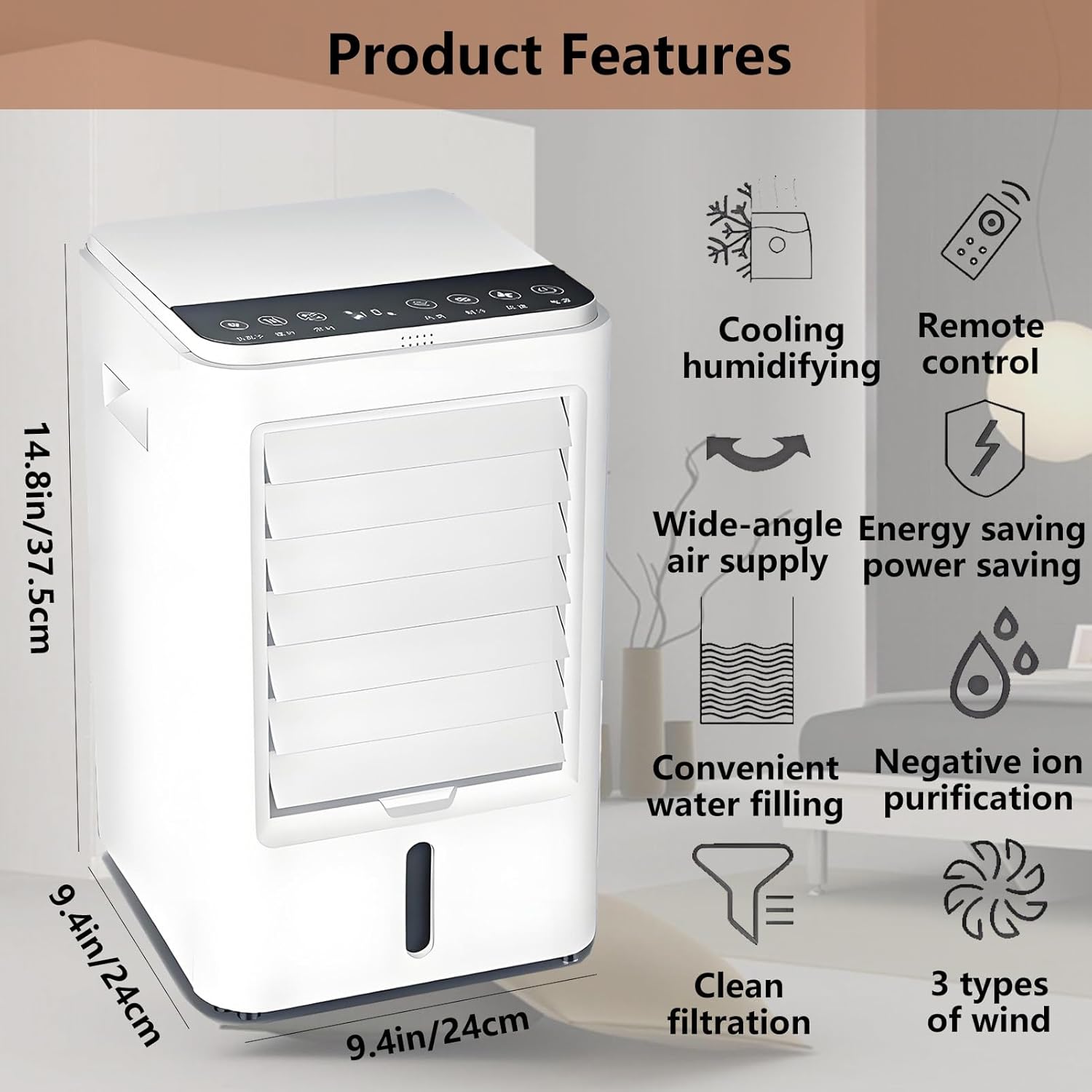 Portable Mini Air Conditioners for Home with Remote Control and Touch Screen Personal Air Conditioning Unit with 3-Speed and 4 ice Packs Portable Ac Unit Fan Car Air Cooler 24VHomeCar