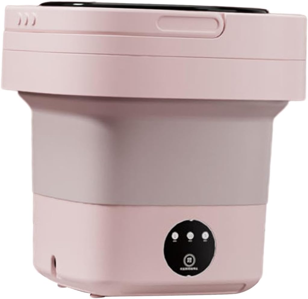 Portable Washing Machine Silent Folding Washing Machine Mini Portable Clothes Washer Small Washer Lightweight for RV Clothes Household, Pink
