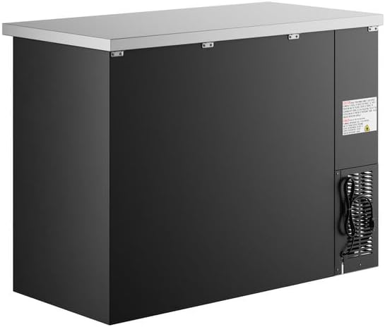 48-Inch Black Underbar Sliding Glass Door Back Bar Refrigerator with LED Lighting, Galvanized Top, 34.8