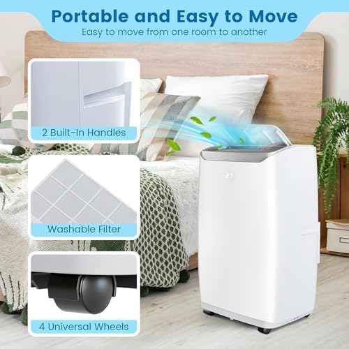 Portable Air Conditioner, 12000BTU Air Conditioner Unit with Remote Control, Cool, Fan and Dry Functions, Portable AC with Sleep Mode/24Hrs Timer, Low Noise, Fast Cooling for 550 Sq.Ft